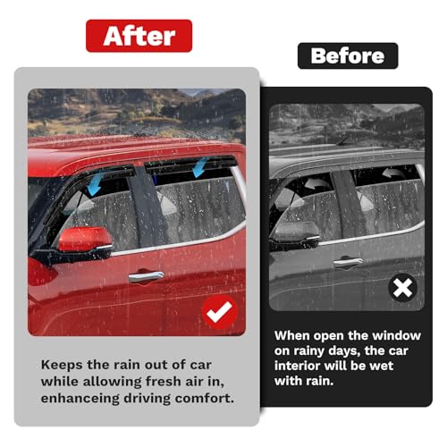 Image of Canvcle Tundra Rain Guards - Window Visors for Toyota Tundra CrewMax Cab 2022-2025 2026, Outside-Mount Tape-On Side Window Wind Deflectors for Tundra Accessories, Vent Visors Shades Rainproof 4PCS
