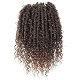 Boho Crochet Passion Twist Hair Pre looped, 10 Inch Goddess Passion Twist Crochet Hair with Curly Ends 8 Packs Ombre Light Brown Pre-twisted Bohemian Crochet Braids (8 PCS/88 STRANDS, T30)