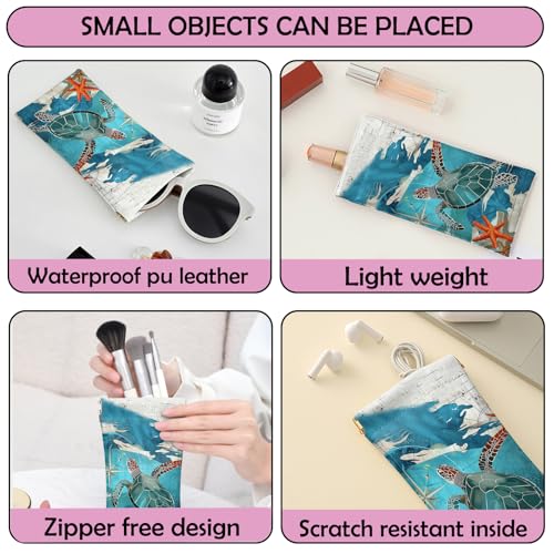 Image of 2 PCS Glasses Case Eyeglass Sunglasses Pouch Squeeze Portable Bag Soft Leather with Cleaning Cloth Women Men Girls