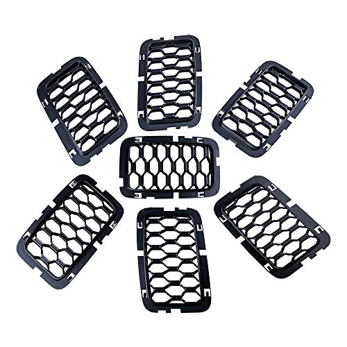 Image of Matte Black Front Honeycomb Mesh Grille Inserts Compatible with 2017-2020 Jeep Grand Cherokee