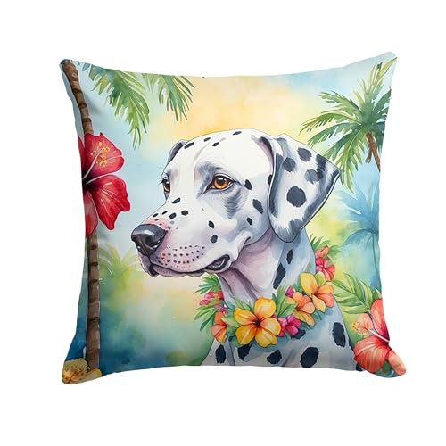 Caroline's Treasures Luau Party Decorative Throw Pillow, 14Hx14W, Dalmatian 6421