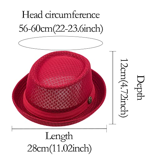 Zffxh Lot 6 Pack Trilby Mesh Pork Pie Hat Summer Straw Fedora Cap Bowler Flat Top Sun Hat Lady Men Women #TOP2