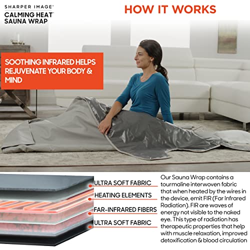 Calming Heat Sauna Wrap By Sharper Image Portable At Home Far Infrared Heat Wrap, Burn Calories While Sweating, 24 Combos- 8 Heat, 3 Massaging Vibrations #TOP4