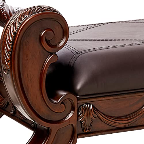 Signature Design By Ashley North Shore Ornate Faux Leather Upholstered Bedroom Bench, Dark Brown #TOP6