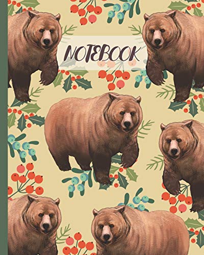 Notebook: Grizzly Bear Drawing - Lined Notebook, Diary, Track, Log & Journal - Gift Idea for Boys Girls Teens Men Women (8" x10" 120 Pages)