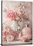 Pink Floral Canvas Wall Art Rose Flowers Plant painting Decor Picture Perfume Botanical Posters...