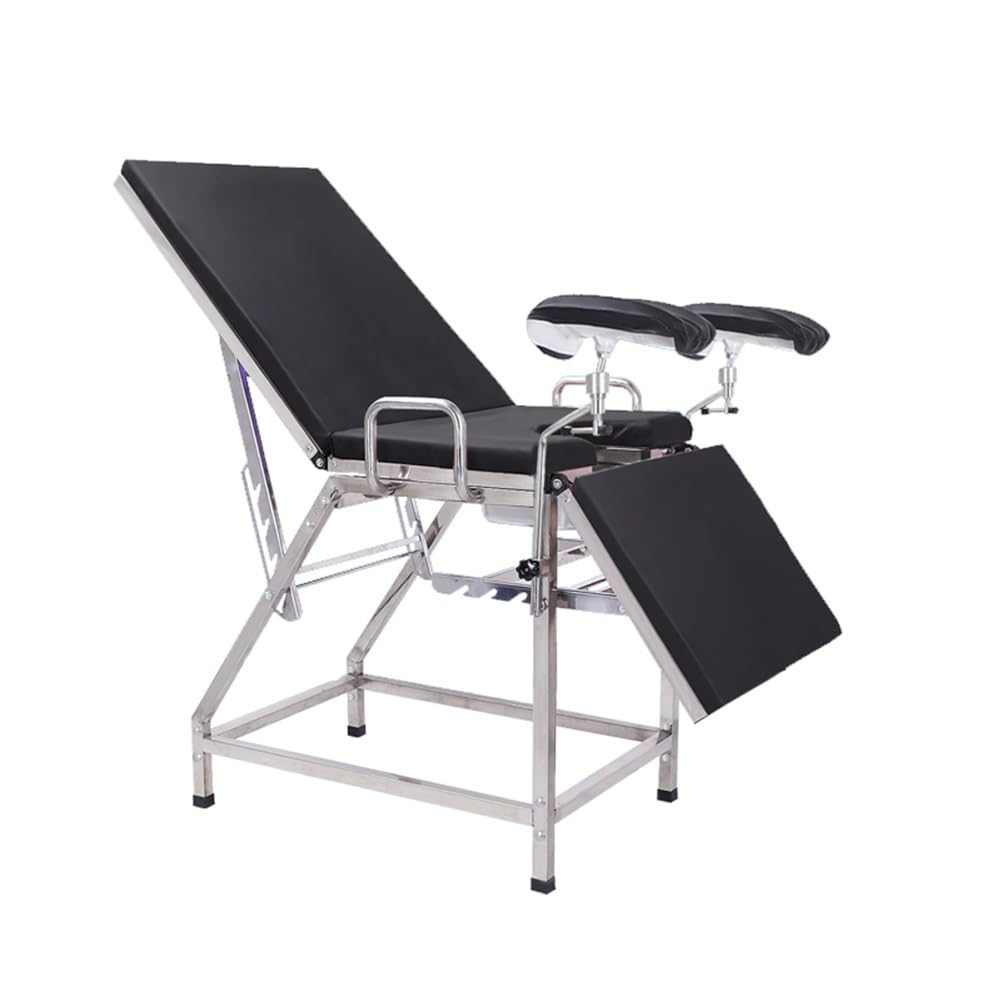 Silla de exploración ginecológica médica, equipo de enfermería para mujeres, cirugía de lavado privado médico para pacientes ambulatorios, colchón de 6 cm de espesor, respaldo ajustable(Black)