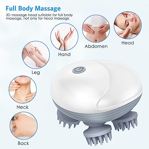 Foto von Brifit Kopfmassagegerät Elektrisch, Elektrisches Handmassagegerät für Katzen Hunde mit 4 Knetmassageköpfe, IPX6 Wasserdicht, Tragbares Katzen Massagegerät, für Verspannungen & Muskelverspannungen