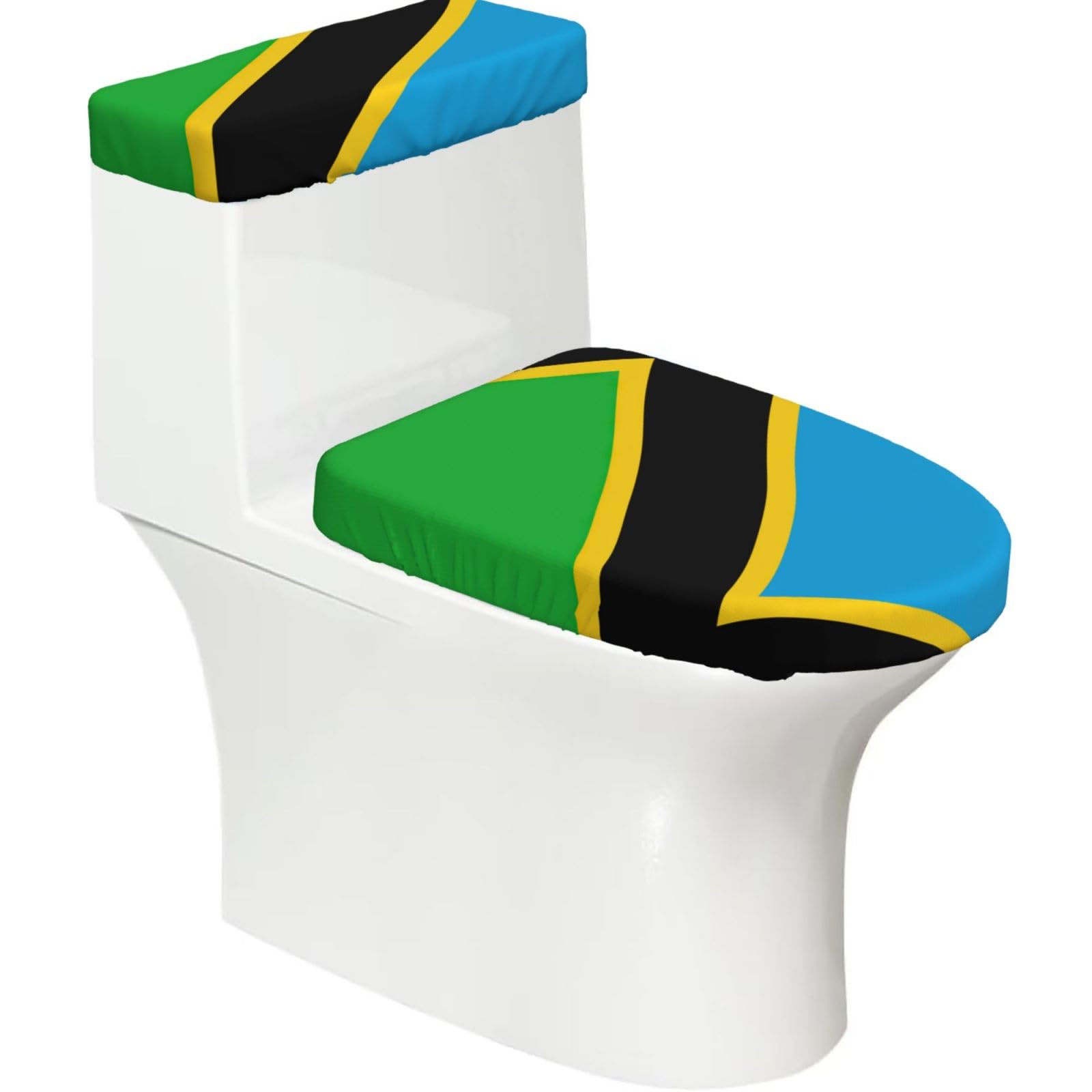 Tanzania Flag Print Bathroom Decor Toilet Lid Cover And Tank Covers, Restroom Accessories Fits Most Round