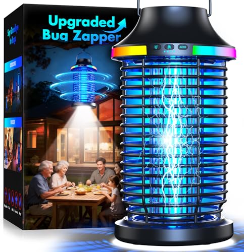 Rechargeable Bug Zapper Outdoor 4200V Powerful Electric Mosquito Zapper 5-in-1 Portable & Wireless Bug Zapper Outdoor Cordless with 5000mAh Battery Outdoor Waterproof Fly Zapper for Patio Camping