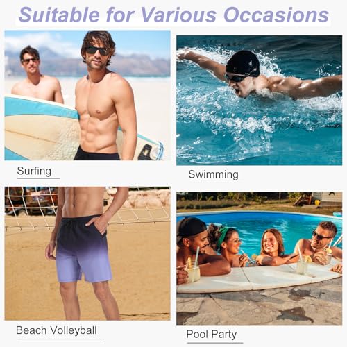 Image of Mens Swim Trunks with Compression Liner 2 in 1 Quick Dry Swimming Shorts Swimwear Bathing Suits with Pockets