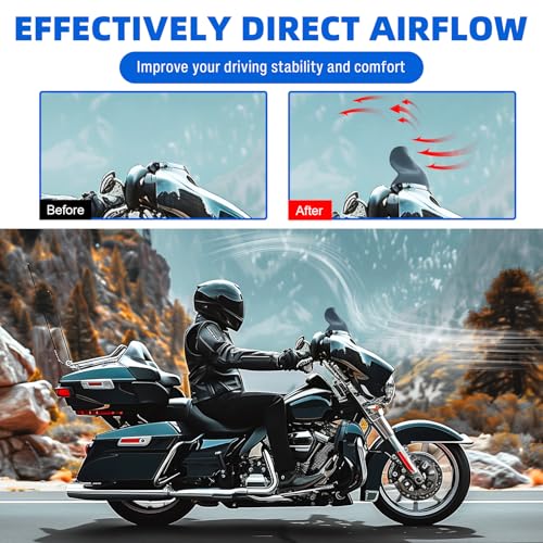Image of JMTBNO Smoke 7 inch Wave Windshield Windscreen Compatible for 2014-2024 Harley Davidson Touring Street Glide /Electra Glide /Ultra Limited /Tri Glide FLHT FLHX FLHXS FLHTK