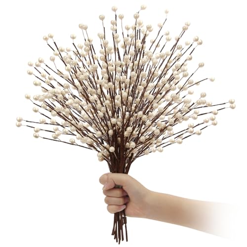 LTSHFZG Winter Decorations 12Pcs Artificial Berry Stems White Berry Picks