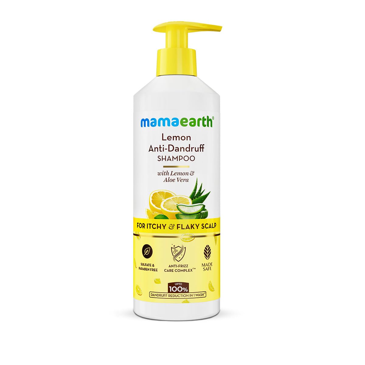 Mamaearth Lemon Anti-Dandruff Shampoo with Lemon, ZPTO, Climbazole, Aloe Vera for Itchy & Flaky Scalp | Upto 100% Dandruff Reduction & 3X Softer Hair in 1 Wash | Soothes Scalp | Reduces Frizz | 400 ml Mamaearth Lemon Anti-Dandruff Shampoo with Lemon, ZPTO, Climbazole, Aloe Vera for Itchy & Flaky Scalp | Upto 100% Dandruff Reduction & 3X Softer Hair in 1 Wash | Soothes Scalp | Reduces Frizz | 400 ml