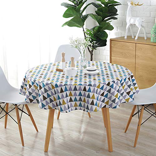 yeacher Toalha de mesa redonda mista estilo terileno e algodão do norte da Europa Multicolor Triângu