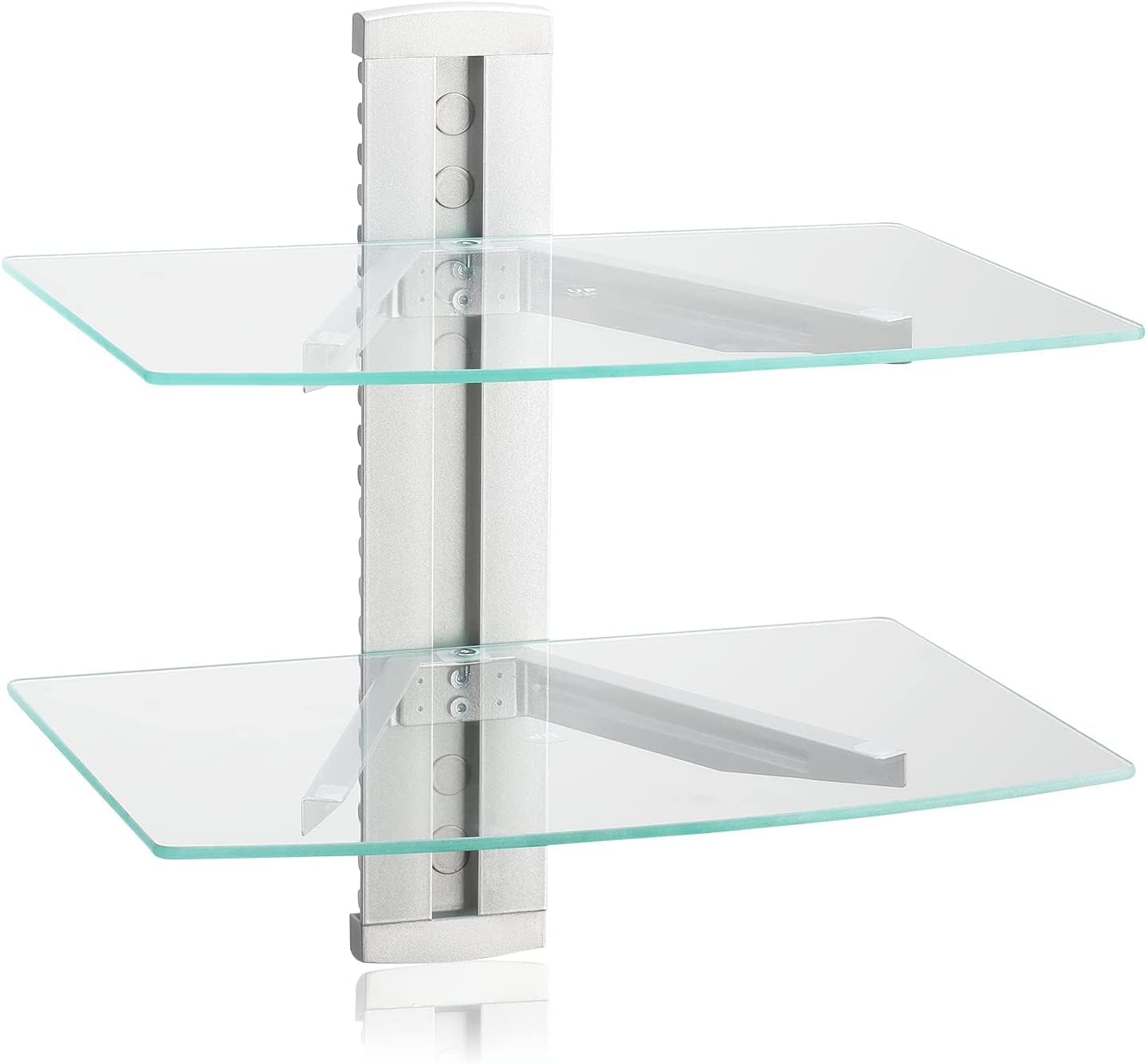 suptek 2 Tiers Glass Floating Shelves, Flat Black Wall