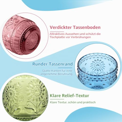 Topsky 6 Stück 360ml bunte Glas Trinkgläser – Ansicht 3