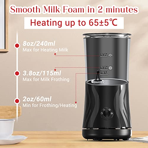 Joymicre Milk Frother And Steamer 4-In-1 Hot And Cold Foam Maker 8Oz/240Ml Automatic Milk Warmer And Frother 65℃/149℉ 120V 400W For Latte, Cappuccinos, Macchiato, Chocolate, With Two Whisks #TOP3