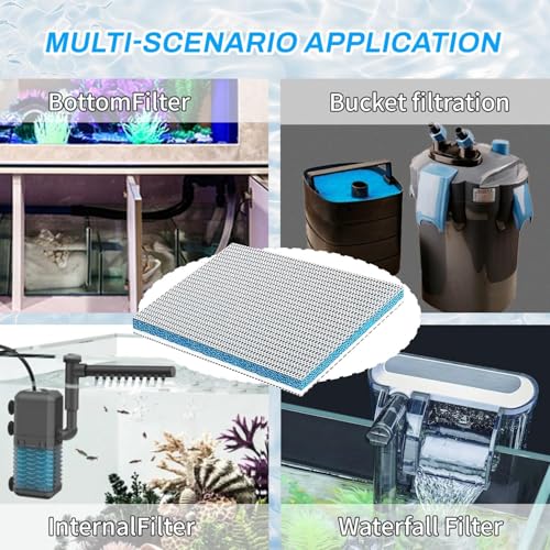 Image of Blutails Premium Large Size 8D Multi-Layer Premium Aquarium Filter Sponge Pad - 50 * 11 cm (Pack of 2) Nano Gel-Free Aquarium Sponge for All Aquarium Filters.