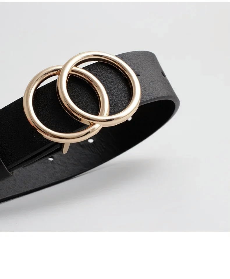 Women Elegant Versatile Double Loop Metal Buckle Design Daily Daily Office Casual Pants Jeans Leather Belt3