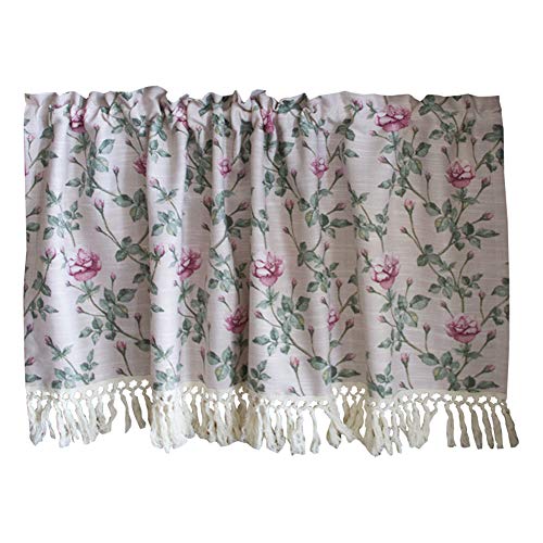 Cortina corta estampada y divisoria estilo francés para ventanas de baño 2