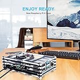 Bruphny Caja para Raspberry Pi 4 Caja con Ventilador Cargador de 5V 3A USB-C y 4 X Disipador para Raspberry Pi 4B 4 Modelo B No Incluye Placa Raspberry Pi 