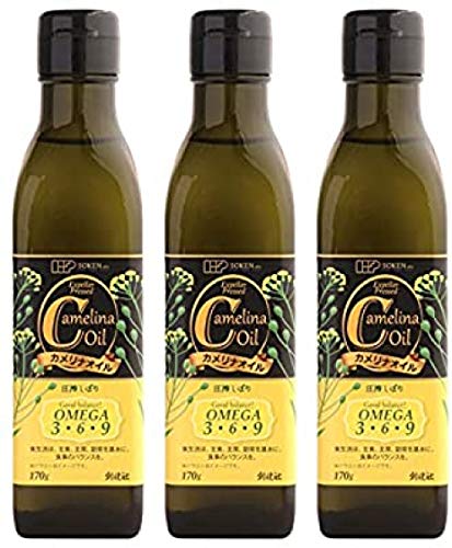 熱に強いオメガ 無添加 カメリナオイル 170g×3本 ★ コンパクト ★ アブラナ科の植物カメリナサディバの種子を圧搾しぼりし、精製することでクセのない味に仕上げたオイルです。酸化に強いので加熱調理でき、開封後も常温で保存できます。★賞味期間:360日