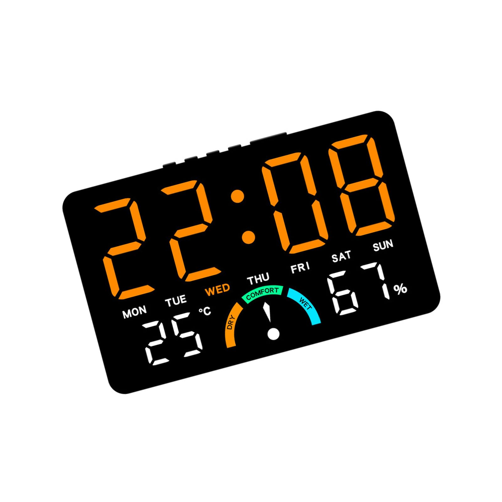 ordinarYone LED Digital Clock With Temperature Humidities Sensors Comfort Display Brightness Wall Tabletop Quiet Movement