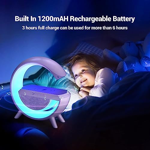 Image of Desidiya G Speaker Lamp - APP Control 3 in 1 Multi-Function Bluetooth Speaker with Wireless Fast Charging, RGB Light and Sunrise Alarm Clock for Bedroom & Bedside Table