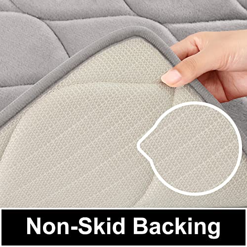Colorxy Memory Foam Bathroom Rugs - Water Absorbent, Super Soft Non-Slip Bath Mat, Washable Ogee Design Bathroom Mat Set Of 3, Small/Large/Contour, Grey #TOP1