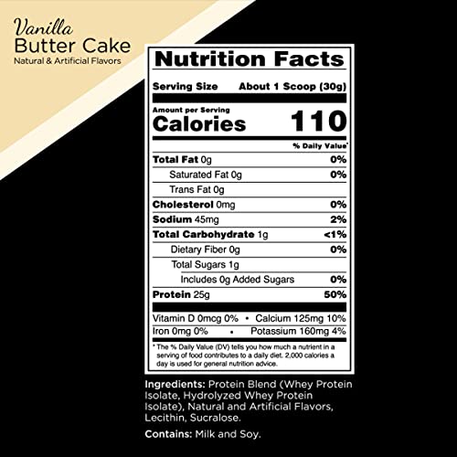 Rule One Proteins, R1 Protein - Vanilla Butter Cake, 25G Fast-Acting, Super-Pure 100% Isolate And Hydrolysate Protein Powder With 6G Bcaas For Muscle Growth And Recovery, 5Lbs #TOP5