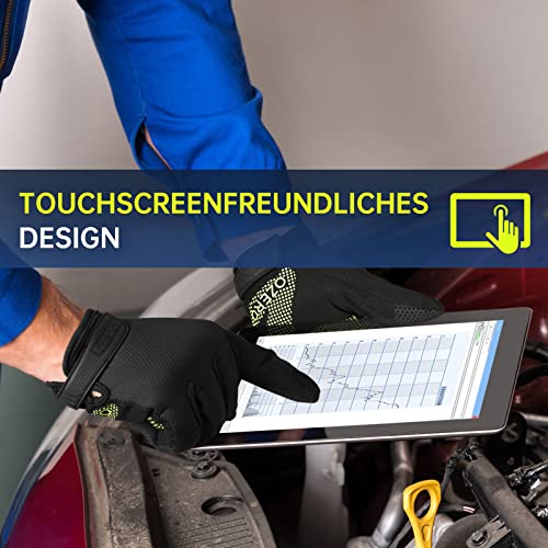 OZERO Gartenhandschuhe | Arbeitshandschuhe | Mechaniker Handschuhe mit Touchscreen Fingern - für Herren & Damen - für Garten Arbeit - Grün - Groesse M - Image 4