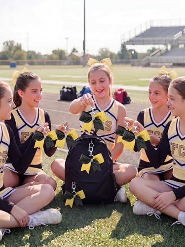 Image of Tondiamo Cheer Bow Keychain Cheer Keychain with Rhinestones Cheerleader Keyrings for Team Gift Cheerleading Sports Accessory