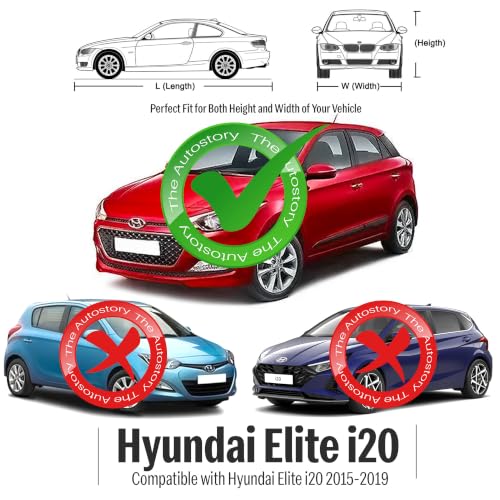 Image of AutoStory Elite i20 Car Cover | Dustproof Lightweight Car Body Cover | Custom Fit for Hyundai Elite i20 2015-2019 | Mirror Pocket | Lightweight | Indoor & Outdoor | Mirror Pockets, Elastic Bottom