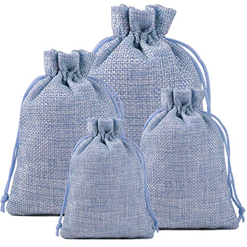 Lucky Monet 25/50/100Pcs Burlap Gift Bags With Drawstring Linen Jewelry Pouches Wedding Hessian Jute Bags For Birthday Party Wedding Favors Gift Art And Diy Craft (25Pcs, Baby Blue, 4" X 6") #TOP7