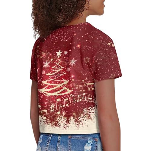 Image of Kids Crop Top Short Sleeve T-Shirts for Girls Size 5-14