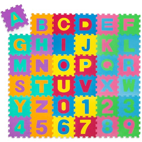 tectake® Alfombra Puzzle Bebe, Tapete Actividades Bebe, Alfombra Infantil, Goma Eva Resistente, Juguetes Niños 1 Año, Juguetes Niños 2 Años, Suelo Bebes Acolchado, Colchoneta Espuma