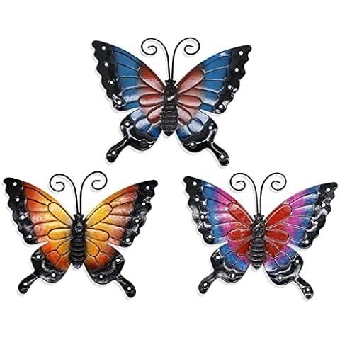 aboxoo Metal Butterfly Wall Decor 3D Butterflies Wall Art Hanging Sculpture for Bathroom Living Room Bedroom or Porch Patio Fence (Accent Color) Cover