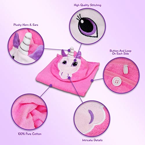 Hudz Kidz Unicorn Towel For Girls Premium Hooded Towel Poncho For Kids & Toddlers, Soft 100% Cotton, Ideal At Bath, Beach, Pool #TOP1