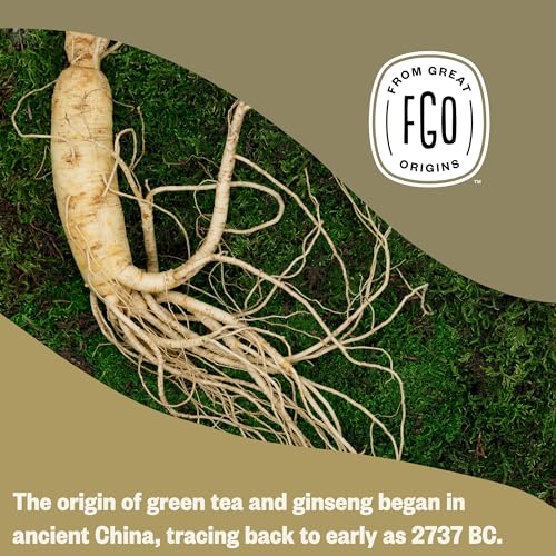 Image of FGO Organic Honey Ginseng Green Tea, 20 Count, Eco-Conscious Tea Bags, Resealable Bag, Packaging May Vary (Pack of 1)