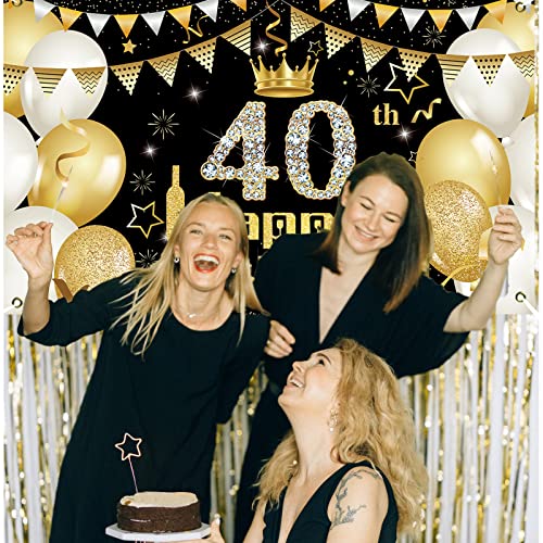 40e verjaardag partij decoratie zwart goud banner set voor verjaardag foto cabine 40e verjaardag partij benodigdheden… - Image 6