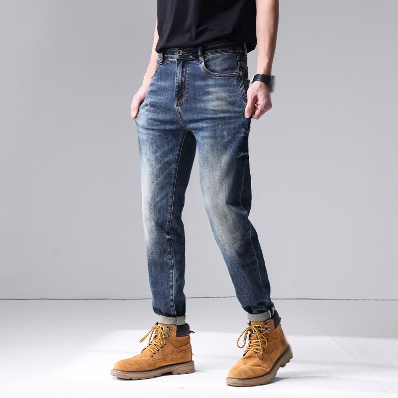Jeans are Versatile in Spring and with Elastic Fit and Straight Leg Pants(40) Blue4