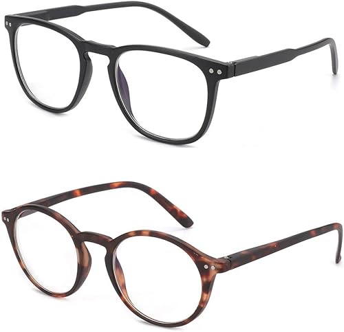 BLUEMOKY Gafas de lectura con luz azul para mujeres y hombres, paquete de 2 gafas de computadora BLUEMOKY Gafas de lectura con luz azul para mujeres y hombres, paquete de 2 gafas de computadora