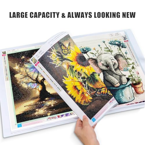ZFCLXX Diamond Art Storage Book with Accessories Painting Storage for Diamond Painting Kits, Tools & Supplies Album 22x16.4inch Art Collection Binder Book A2 Folder 50x40cm(White)