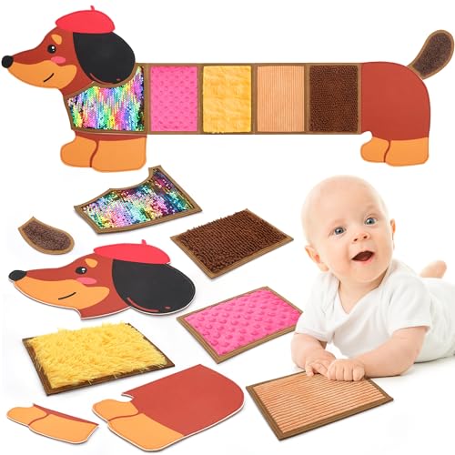AtMini Sensorikmatten 9-teiliges Set Multifunktionale Tafeln zur taktilen Entwicklung Sensorikspielzeug für Kinder Sensory Play