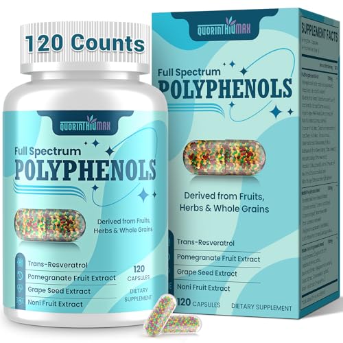 (120 Count) Polyphenols Supplement 1500mg Over 20 Fruit Herbal & Cereal Full Spectrum Polyphenol Complex with Resveratrol Grape Seed & Green Tea Tri-Color MicroBeadlets Powerful Antioxidant