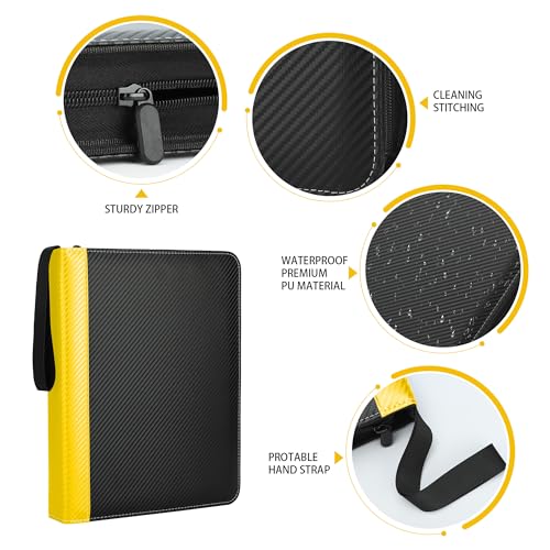 TCGUARD 9 Pockets Trading Card Binder with Sleeves Card Organizer, 900 Double Sided Pocket PU Card Collection Binder, Baseball Binder,for Sports Card, MTG, TCG Yugioh Card (Yellow) by TCGUARD - Image 2