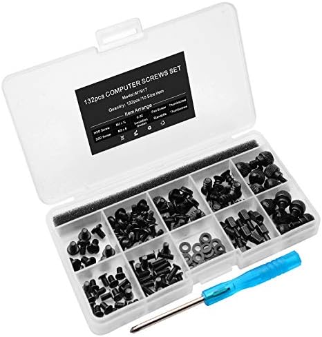 132pcs Personal Computer Screw Standoffs Set Kit for Motherboard Box HDD SSD Fan - with Screwdriver