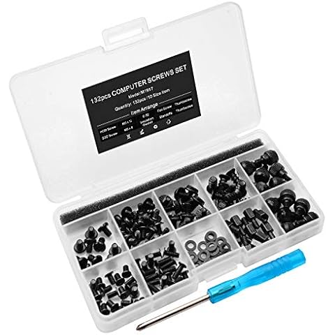 132pcs Personal Computer Screw Standoffs Set Kit for Motherboard Box HDD SSD Fan - with Screwdriver Cover