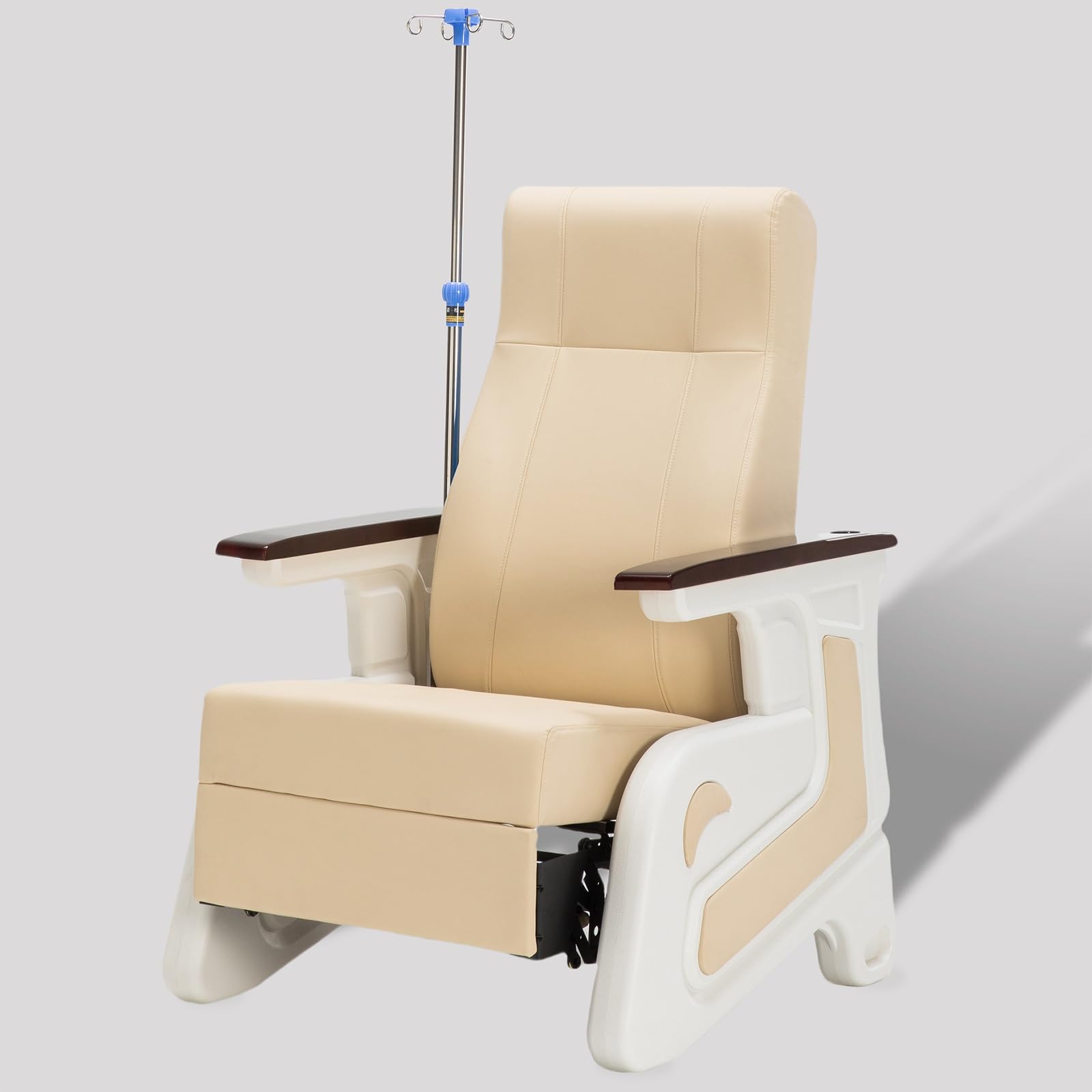 WDSOPK Waiting Room Chairs,Reclining Phlebotomy Chair with IV Pole - Off-White Reception Chair for Comfortable IV Infusion Waiting Room Seating(Off-white)